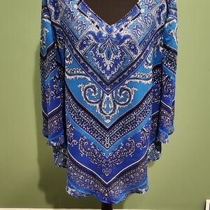 Sara Michelle Royal Blue Paisley Blouse